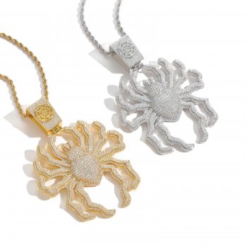 Oversized spider pendant with zircon inlay, exaggerated personality, men's hip-hop necklace Oversized spider pendant with zircon inlay, exaggerated personality, men's hip-hop necklace