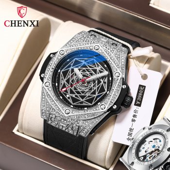 Chenxi Men's Diamond-encrusted Fully Automatic Hollow Mechanical Watch Men's Large Dial Waterproof Mechanical Watch Men's Watch