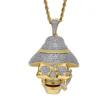 New hip-hop accessories Caribbean Pirates skull pendant micro-inlaid zircon hip-hop rap necklace