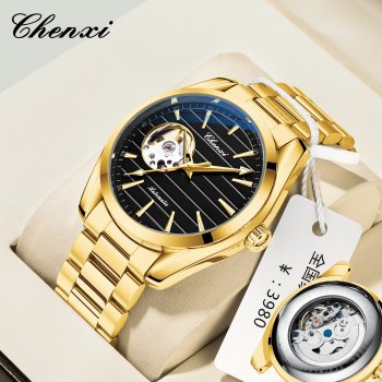 CHENXI hollow automatic mechanical watch men's luminous waterproof high-grade steel belt mechanical watch