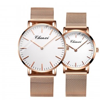 Chenxi brand watch men and women thin stainless steel mesh strap waterproof watch wholesale quartz couple watch