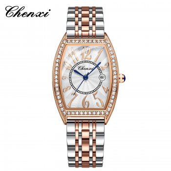 Chenxi new small square steel watch for women fashion diamond waterproof small green watch