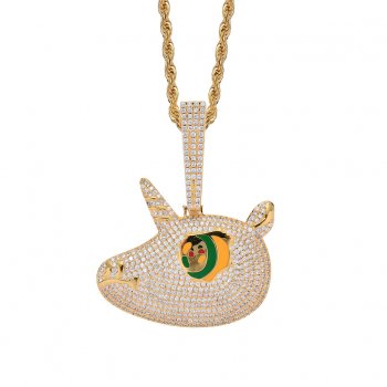 Hot sale unicorn pendant cute colorful big eyes micro-inlaid zircon nightclub disco solid necklace Hot sale unicorn pendant cute colorful big eyes micro-inlaid zircon nightclub disco solid necklace