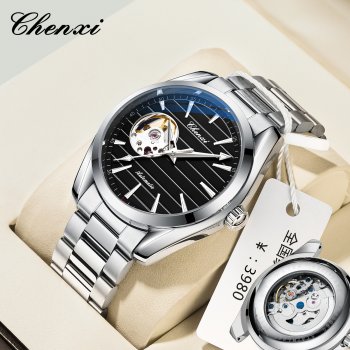 Chenxi Business Men's Fully Automatic Hollow Mechanical Watch Steel Strap Fashion Mechanical Watch