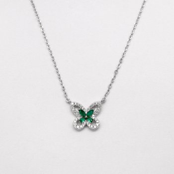 S925 sterling silver green butterfly necklace light luxury niche design high carbon diamond temperament versatile necklace S925 sterling silver green butterfly necklace light luxury niche design high carbon diamond temperament versatile necklace