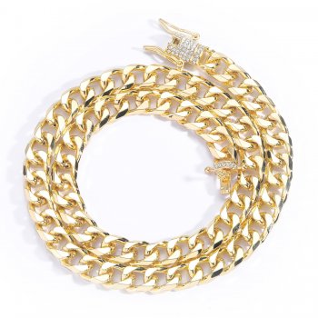 9mm smooth Cuban chain alloy diamond buckle hip hop necklace