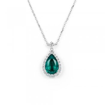Cultivated Emerald S925 Silver Necklace Women's Pendant Light Luxury Simple Clavicle Chain Cultivated Emerald S925 Silver Necklace Women's Pendant Light Luxury Simple Clavicle Chain