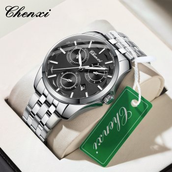 Chenxi watch men's watch fashion business style men's watch three-eye six-pin alloy luminous calendar men's watch Chenxi watch men's watch fashion business style men's watch three-eye six-pin alloy luminous calendar men's watch