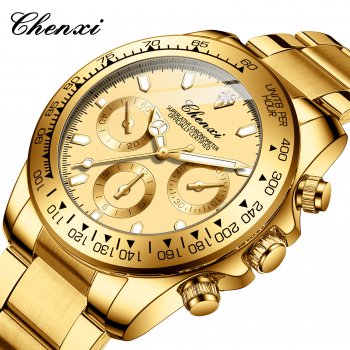 Chenxi popular gold watch men's watch men's business watch luminous waterproof quartz watch