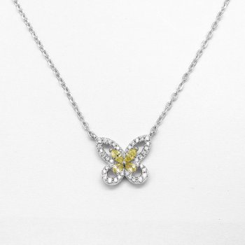 S925 sterling silver lemon butterfly necklace light luxury niche design high carbon diamond temperament versatile necklace S925 sterling silver lemon butterfly necklace light luxury niche design high carbon diamond temperament versatile necklace