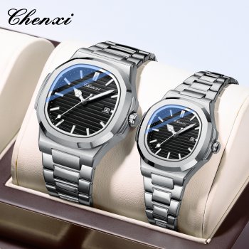 Chenxi hot-selling steel band watch couple luminous waterproof simple fashion business calendar men and women quartz watch