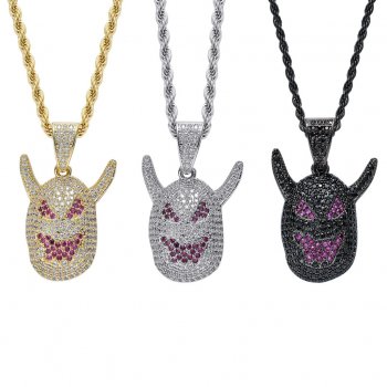Hip-hop jewelry monster pendant horned devil hiphop rapper personality men's necklace