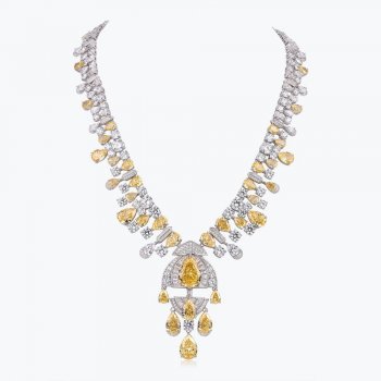 High-end luxury banquet-grade synthetic vivid yellow diamond necklace for women S925 silver inlaid zircon high-end necklace