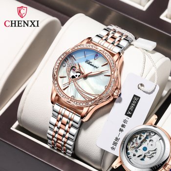 Chenxi automatic mechanical watch for women luminous waterproof fashion diamond mechanical watch for women