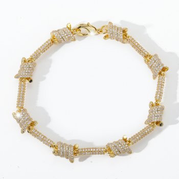 7.6mm chain personality Cuban chain front and back full of zircon jewelry bracelet hip-hop accessories