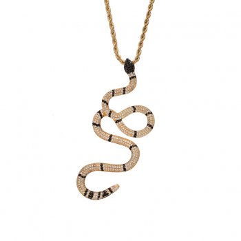 Hip-hop hot style large colored cobra pendant real gold electroplated micro-inlaid zircon zodiac snake necklace Hip-hop hot style large colored cobra pendant real gold electroplated micro-inlaid zircon zodiac snake necklace