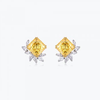 Hot sale imitation colorful yellow crystal tourmaline lady style earrings female temperament earrings
