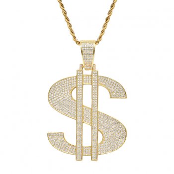 Large full diamond dollar pendant real gold electroplated copper inlaid zircon personality hiphop street style hip hop brand dec Large full diamond dollar pendant real gold electroplated copper inlaid zircon personality hiphop street style hip hop brand dec