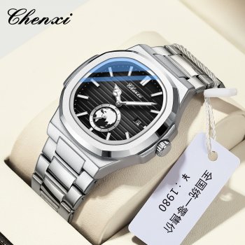 Chenxi men's watch new fashion business men's watch steel belt calendar small seconds watch