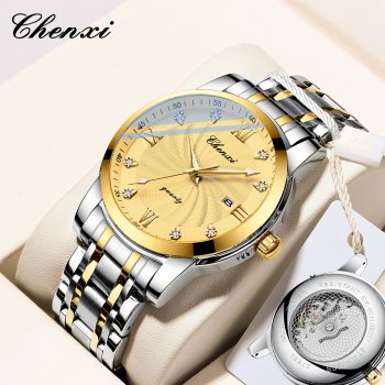 Chenxi watch men's watch sweep second movement transparent bottom men's watch luminous calendar steel belt model source manufact Chenxi watch men's watch sweep second movement transparent bottom men's watch luminous calendar steel belt model source manufact