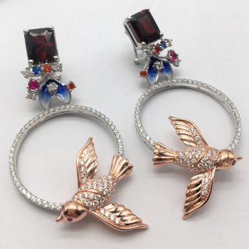 High-end jewelry all over 925 silver enamel real gold plated high-end quality earrings