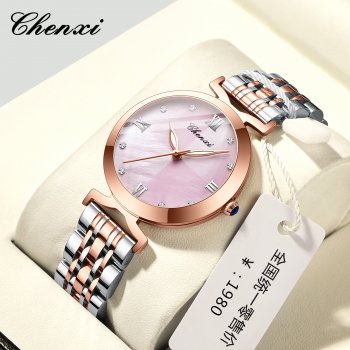 Chenxi new mother-of-pearl quartz ladies watch Haoshi gold solid steel belt women's watch
