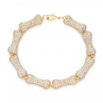 Hip-hop bone chain bracelet copper inlaid zircon personality trendy nightclub disco couple bracelet