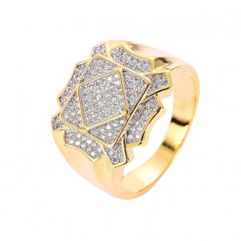 Popular geometric ring with micro-zirconia personality and domineering men's ring