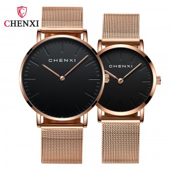 Couple watches simple, light and fashionable couple watches Chenxi mesh strap men's and women's quartz watches