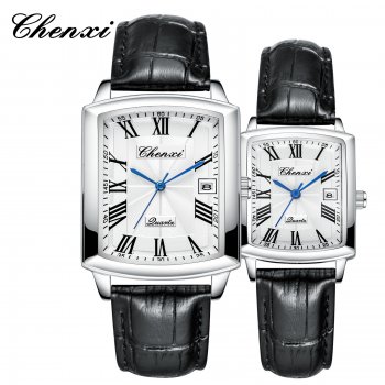 Casual couple watches Chenxi brand calendar quartz watch square belt watch wholesale