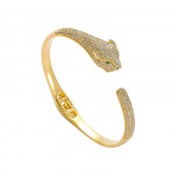 Hip-hop new leopard bracelet copper inlaid zircon men's and women's hip-hop leopard head bracelet high-end