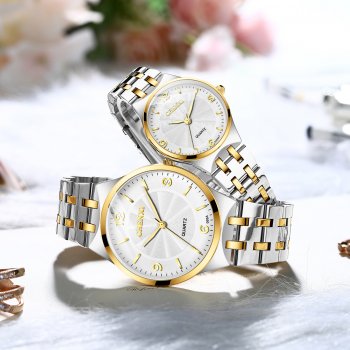 Couple watch, popular online model, Chenxi women and men, simple and stylish, thin and simple steel belt waterproof quartz watch