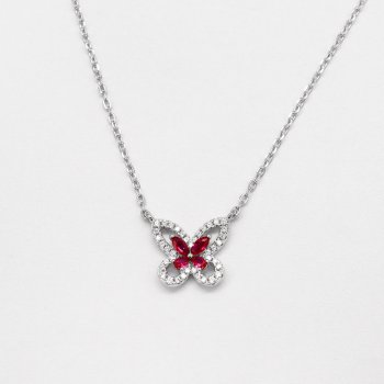 S925 sterling silver red butterfly necklace light luxury niche design high carbon diamond temperament versatile necklace S925 sterling silver red butterfly necklace light luxury niche design high carbon diamond temperament versatile necklace