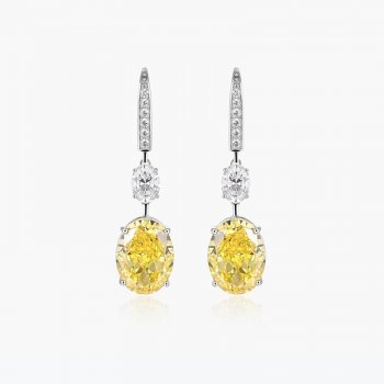 925 sterling silver teardrop yellow diamond earrings inlaid with imported high carbon diamond vivid yellow earrings