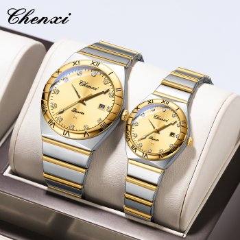 Chenxi couple watch fashion trend men's and women's watch diamond calendar luminous couple watch