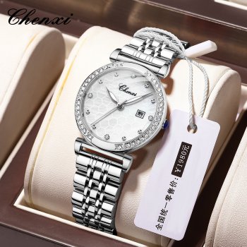Chenxi new diamond calendar watch for women waterproof quartz watch mother-of-pearl dial watch