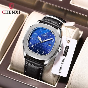 Chenxi brand high-end business watch genuine leather watch men's waterproof luminous quartz watch
