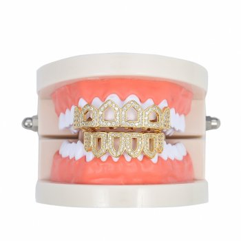 Hollow micro-inlaid zircon braces Halloween teeth props holiday gifts funny hip-hop braces