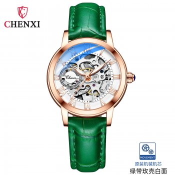 Chenxi watch for women, ladies' casual luminous waterproof fully automatic hollow mechanical watch, popular mechanical watch for
