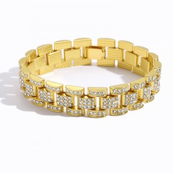 Hiphop full diamond domineering heavy industry bracelet 16mm men's hip-hop jewelry personality all-match tank bracelet bracelet Hiphop full diamond domineering heavy industry bracelet 16mm men's hip-hop jewelry personality all-match tank bracelet bracelet