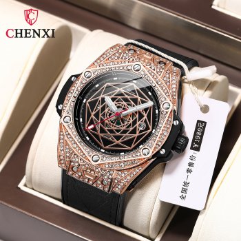 CHENXI popular men's fashion diamond watch men's trendy cool quartz calendar waterproof luminous watch