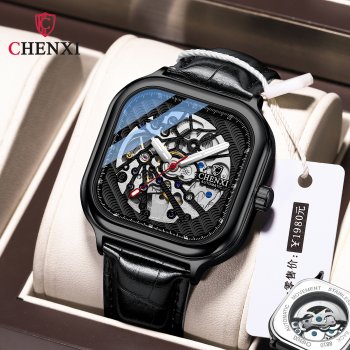 Hot sale square high-end new genuine automatic mechanical watch luminous hollow mechanical men's watch Hot sale square high-end new genuine automatic mechanical watch luminous hollow mechanical men's watch