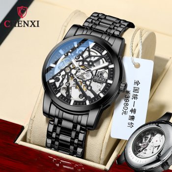 Chenxi hollow mechanical watch men's watch cross-border live broadcast fully automatic watch men's waterproof steel belt luminou
