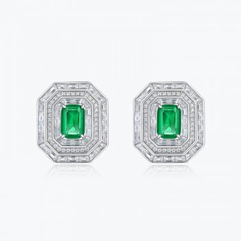 Hot selling earrings S925 sterling silver luxury emerald earrings