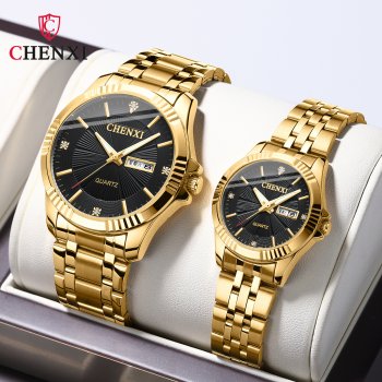 Dual calendar watch men's steel strap watch factory wholesale stainless steel business waterproof couple watch