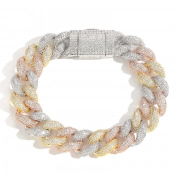 15mm bracelet bubble chain Cuban chain inlaid zircon personality men's hip-hop jewelry