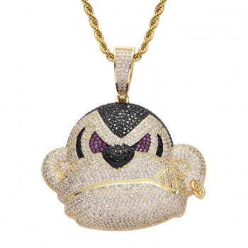 Zircon pendant cute cartoon gorilla necklace hiphop trendy street style popular clavicle chain