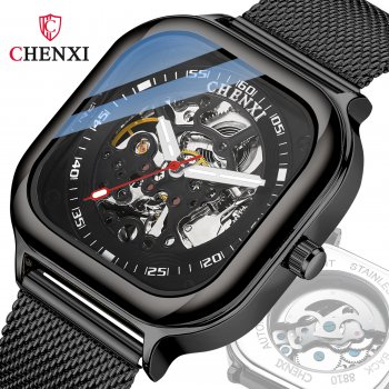 Hot sale square fashion new style fully automatic mechanical watch men's waterproof hollow mechanical watch men Hot sale square fashion new style fully automatic mechanical watch men's waterproof hollow mechanical watch men