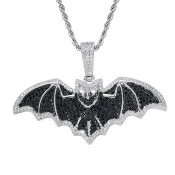 New bat hip-hop necklace European and American men's trendy cool necklace micro-inlaid zircon street dance rap pendant