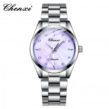 CHENXI mother-of-pearl dial steel belt women's watch luminous waterproof diamond fashion quartz watch
